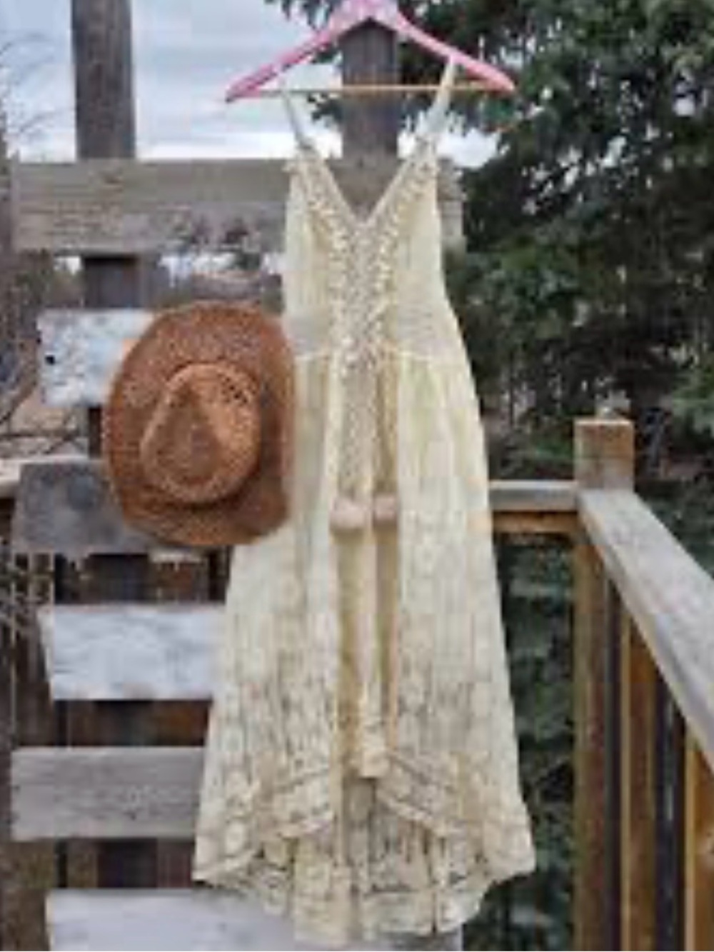 Cupshe Cream Crochet Lace Maxi Dress with Tassel Ties Size XL - Picture 4 of 16